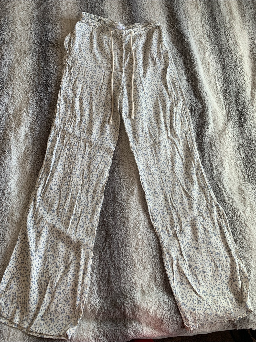 4/$30 Sienna Sky Cream Pajama Pants with Light Blue Floral Print